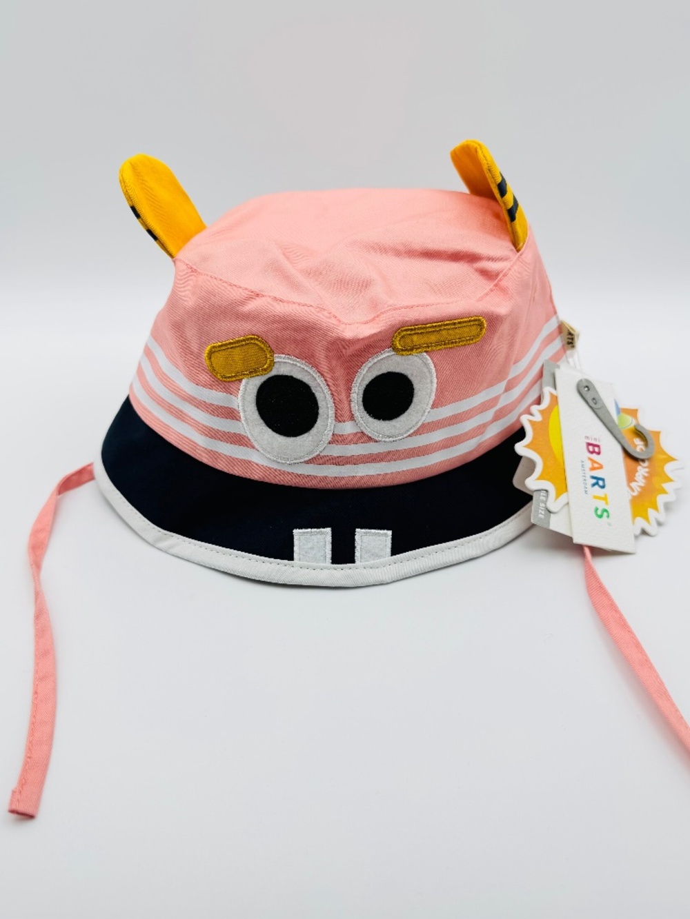 BARTS Kids Pink Hippo Bucket Sun Proof Hat Adjustable Size: 47 (1 to 1.5 years)